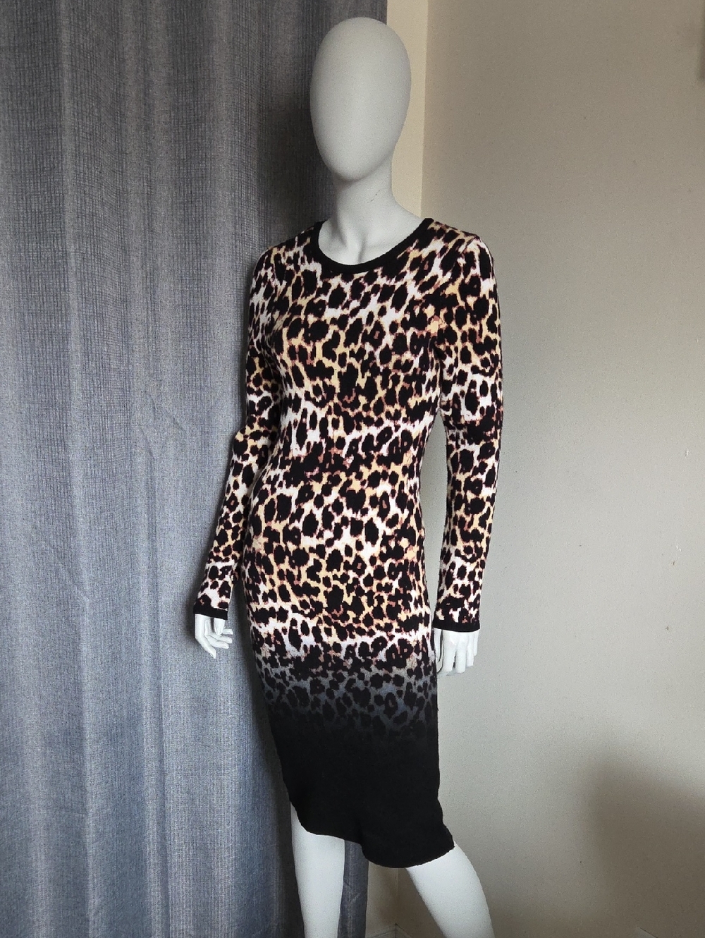 Marciano Los Angeles Leopard Print Ombré Midi Sweater Dress
